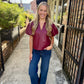 Cecila Faux Leather Top- Cordovan