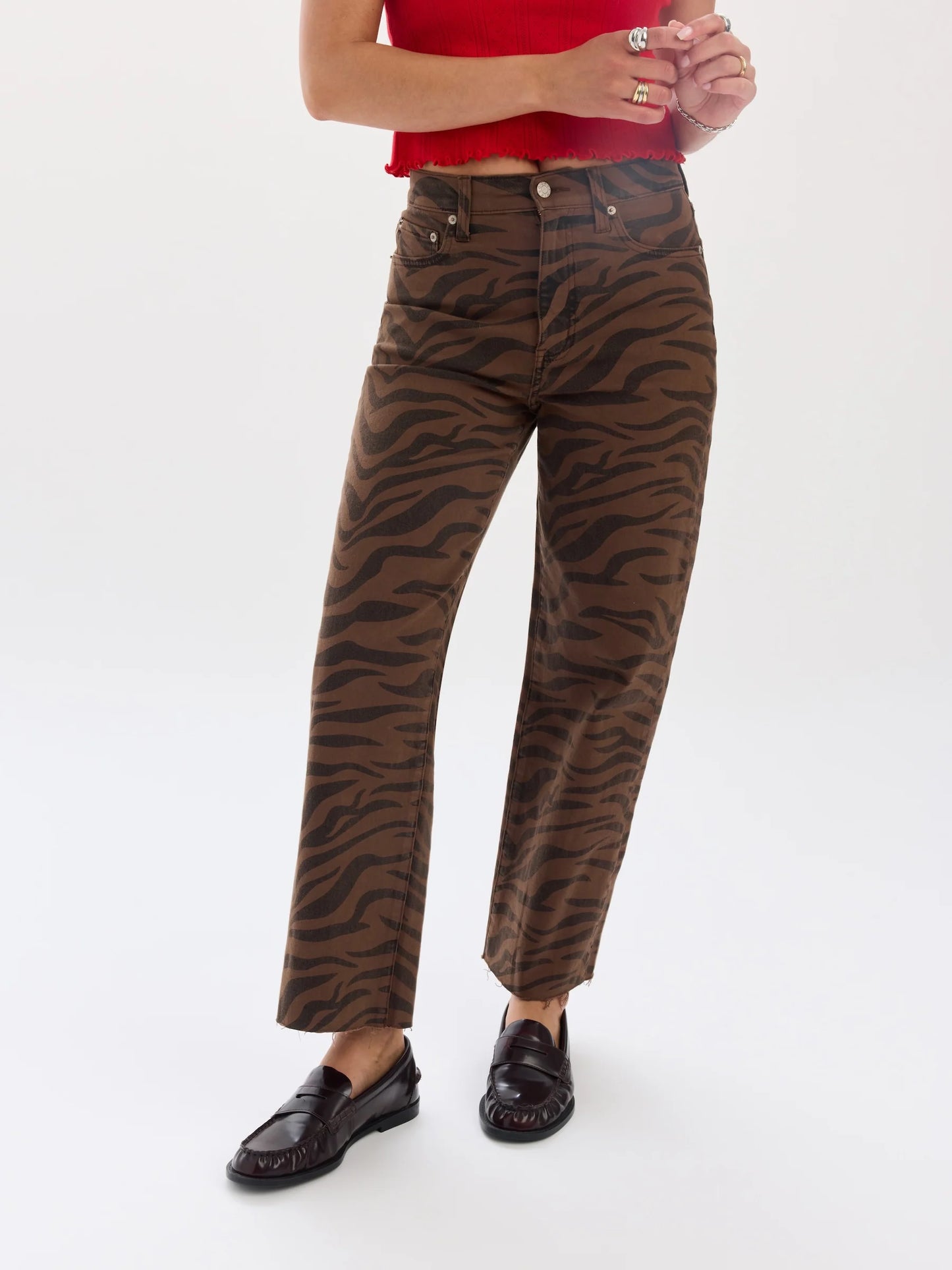 Pleaser High Rise Wide Ankle Denim- Desert Zebra