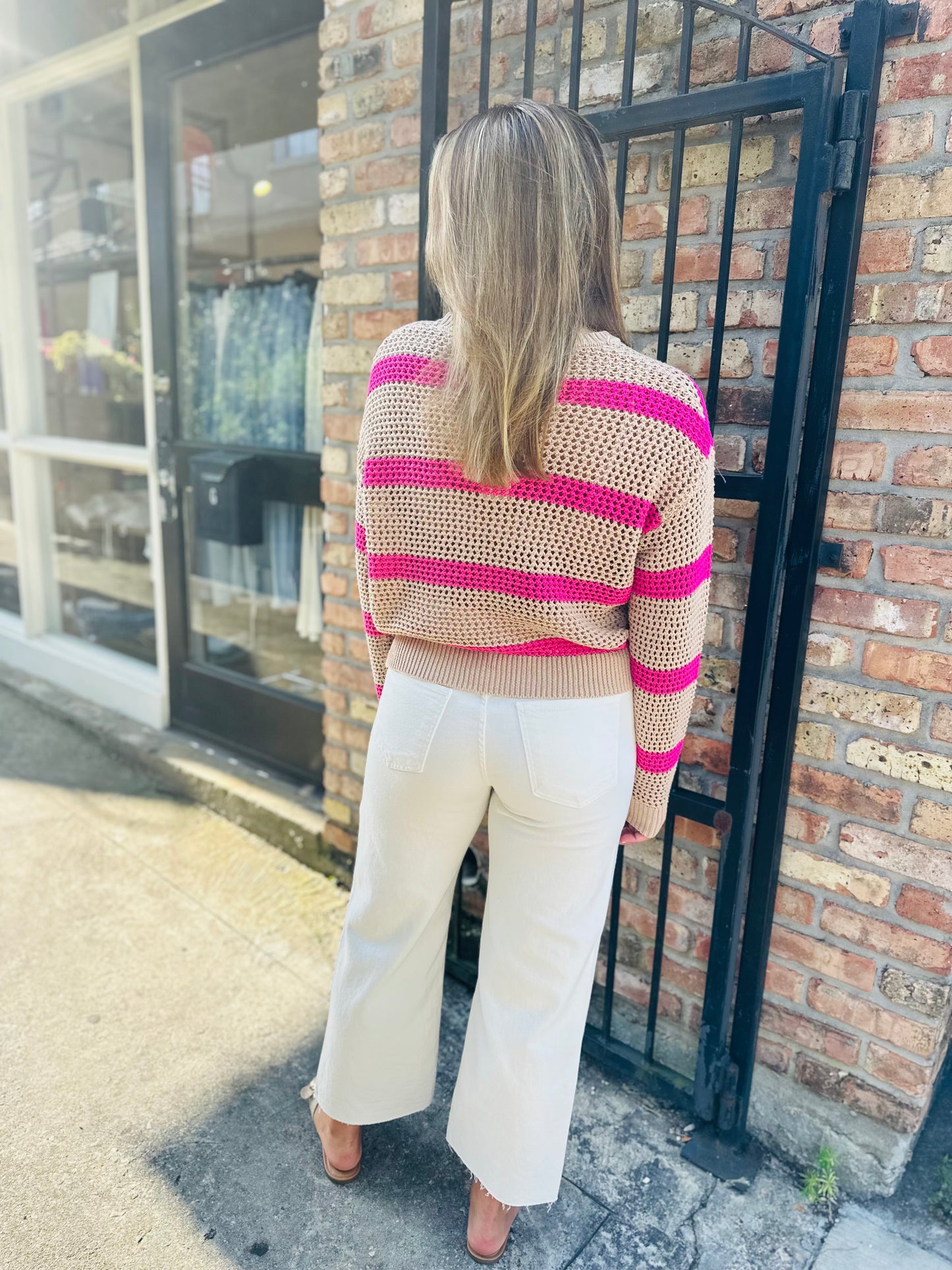 Z Supply Broadbeach Striped Sweater- Biscuit