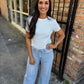 Stevie Striped Crew Neck- Ice Blue