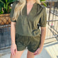 Suede Faux the Record Shorts- Olive Night