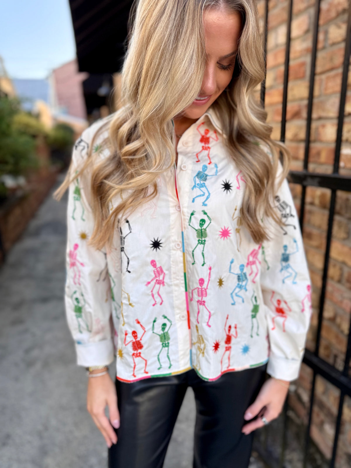 Queen Skeleton Button Up Top