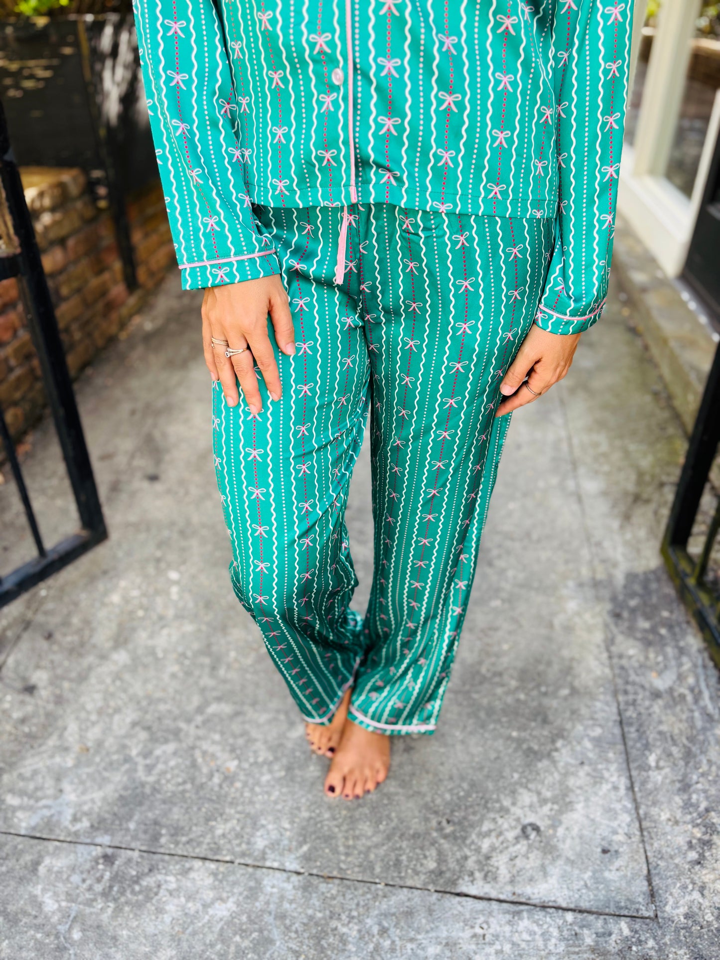 Charlotte in a Bow Pajamas- Green