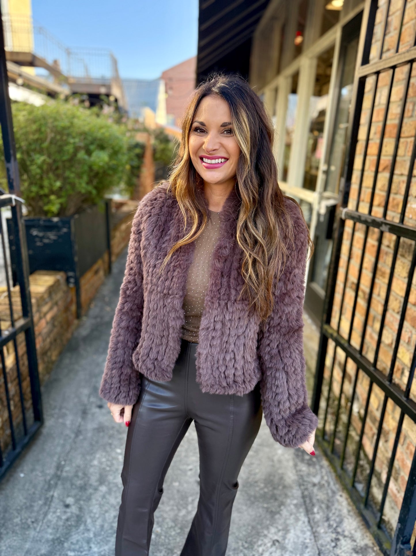 Deline Faux Fur Jacket- Mocha