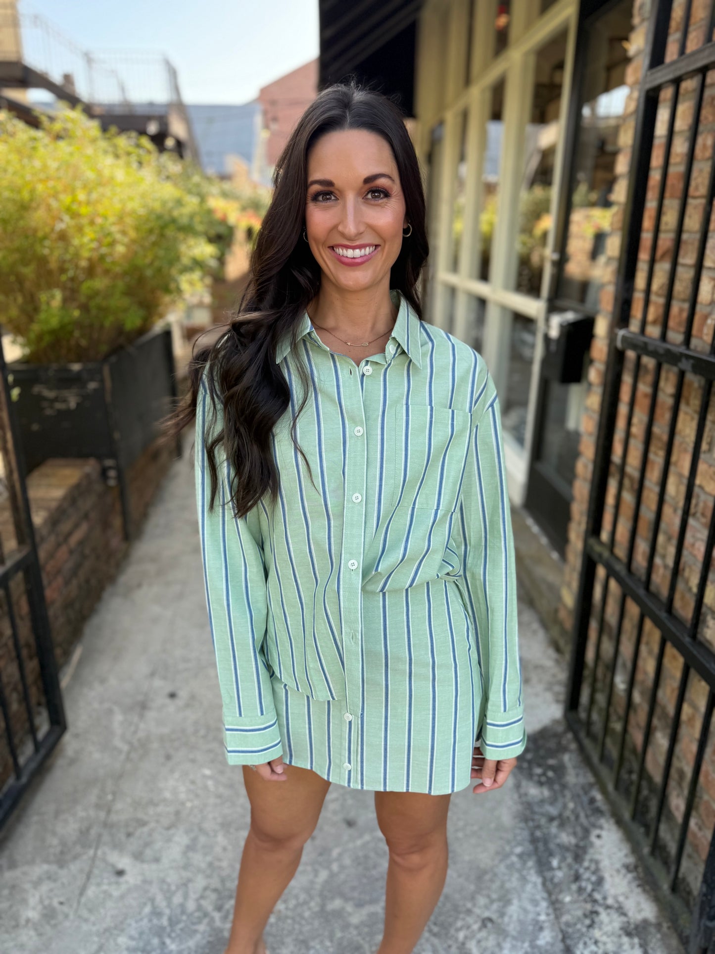 Pin Stripe 2 PC Set- Green