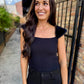 Madelyn Sweater Top- Black