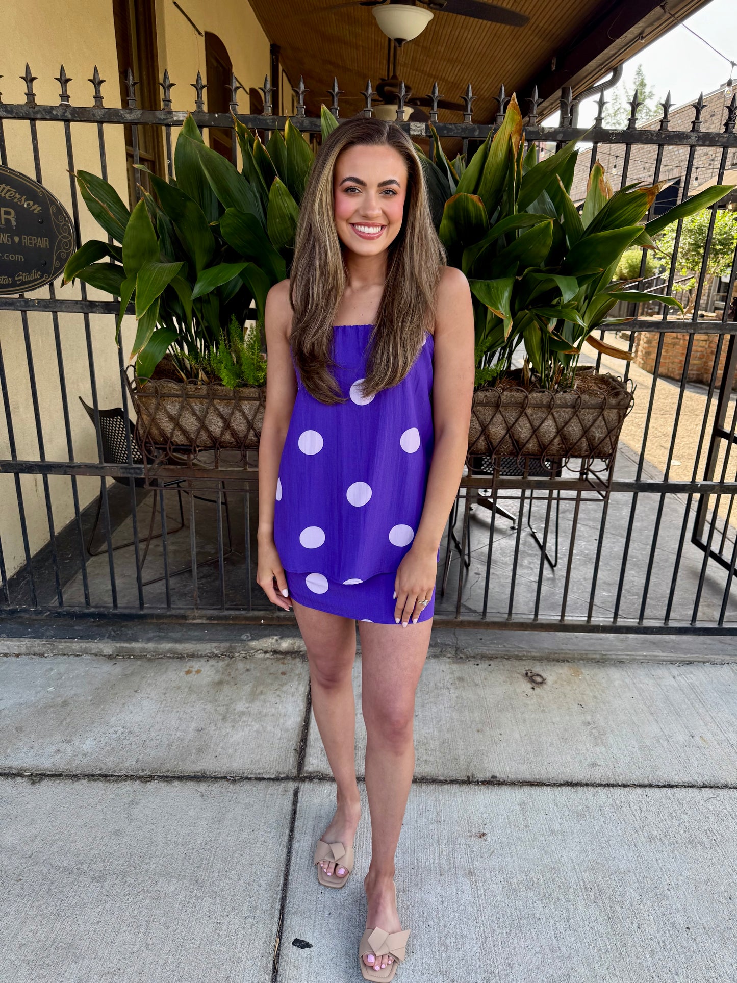Lane Polka Dot Skirt- Purple
