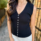 Shell Button Sweater Tank- Black