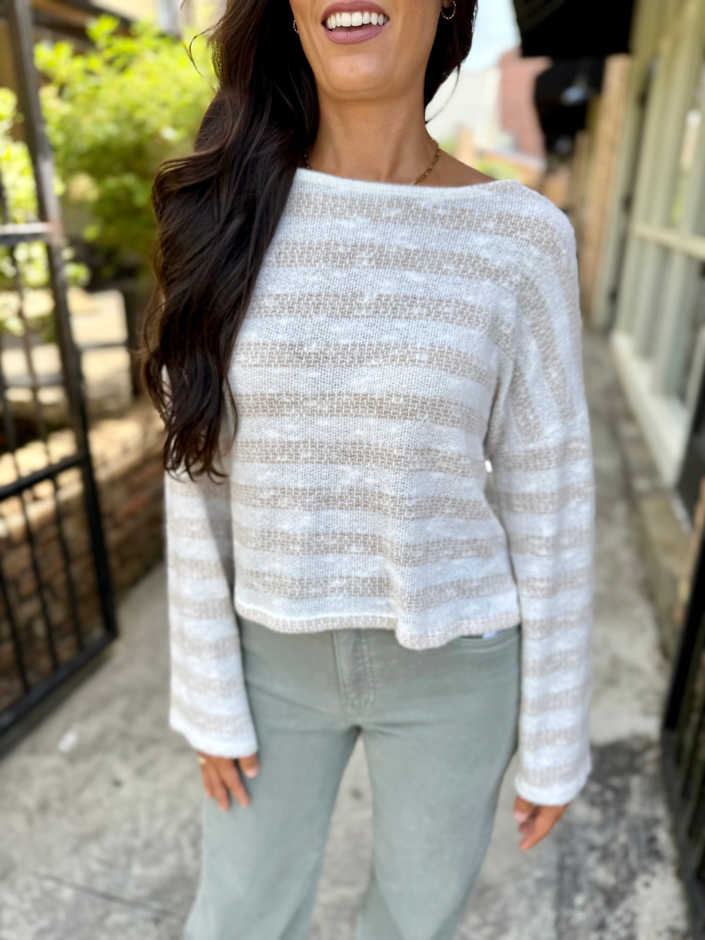 Billie Stripe Brushed Crewneck Top