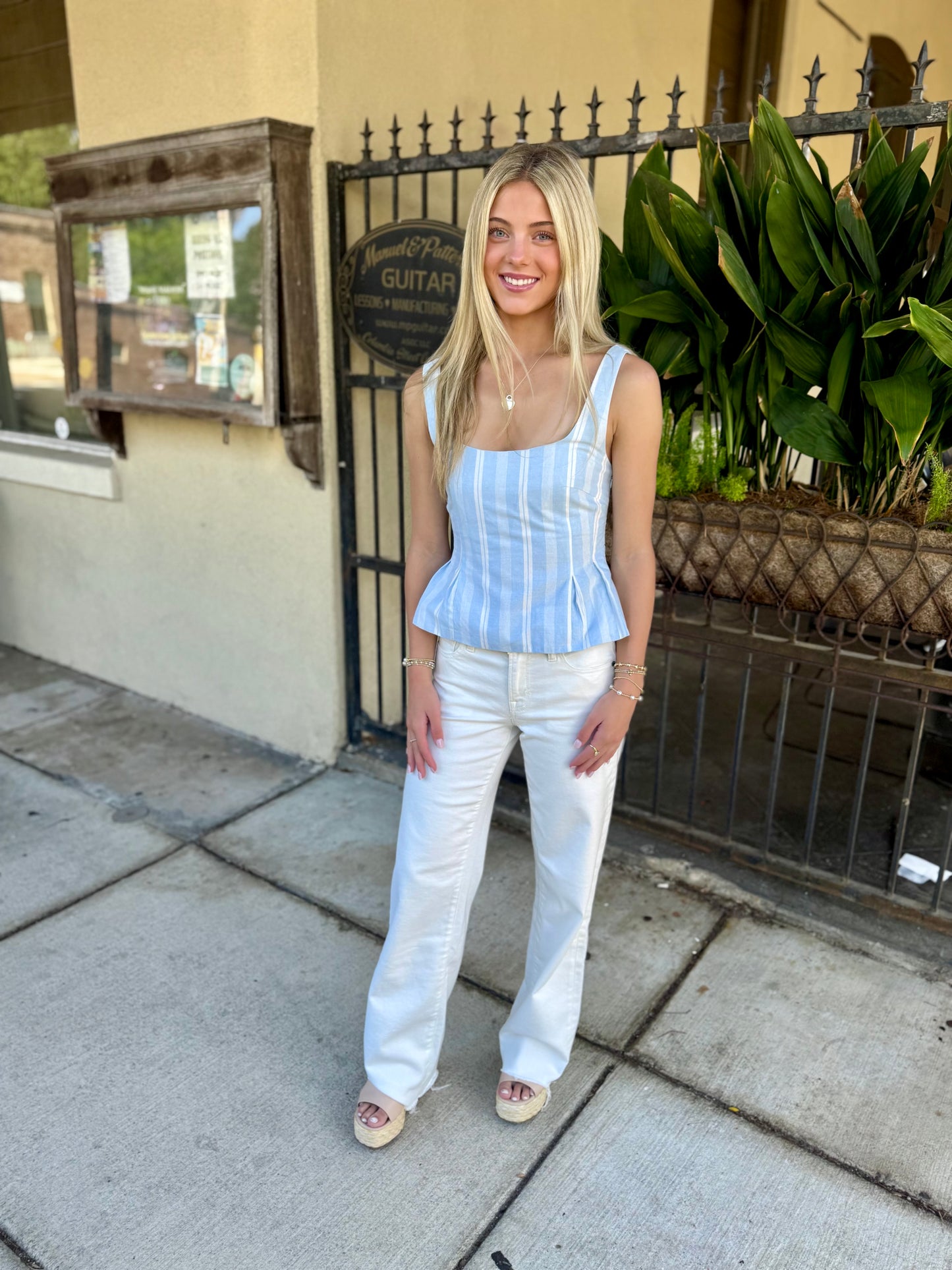 Kenny Striped Peplum Top