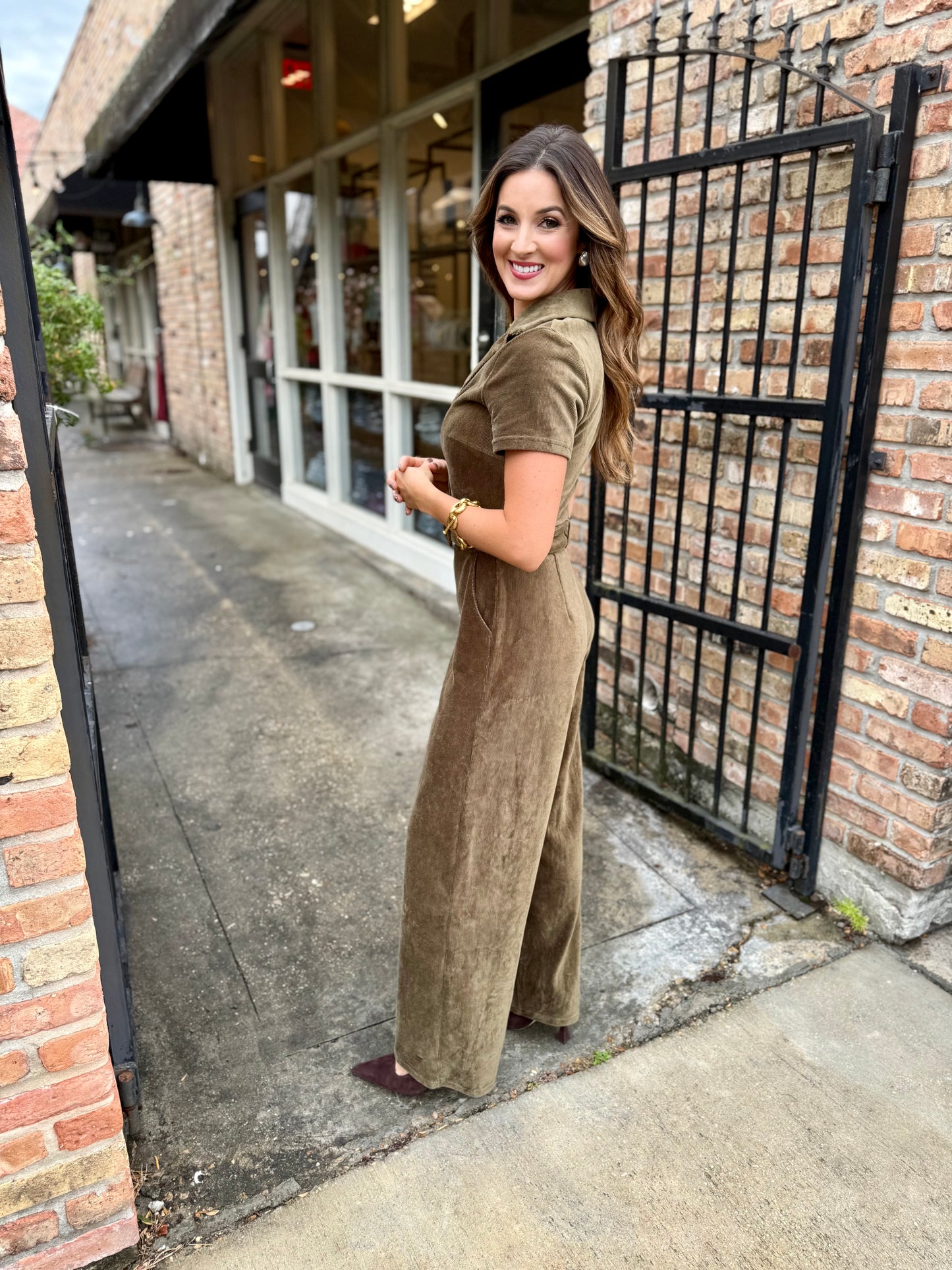 Morrison Corduroy Jumpsuit- Olive