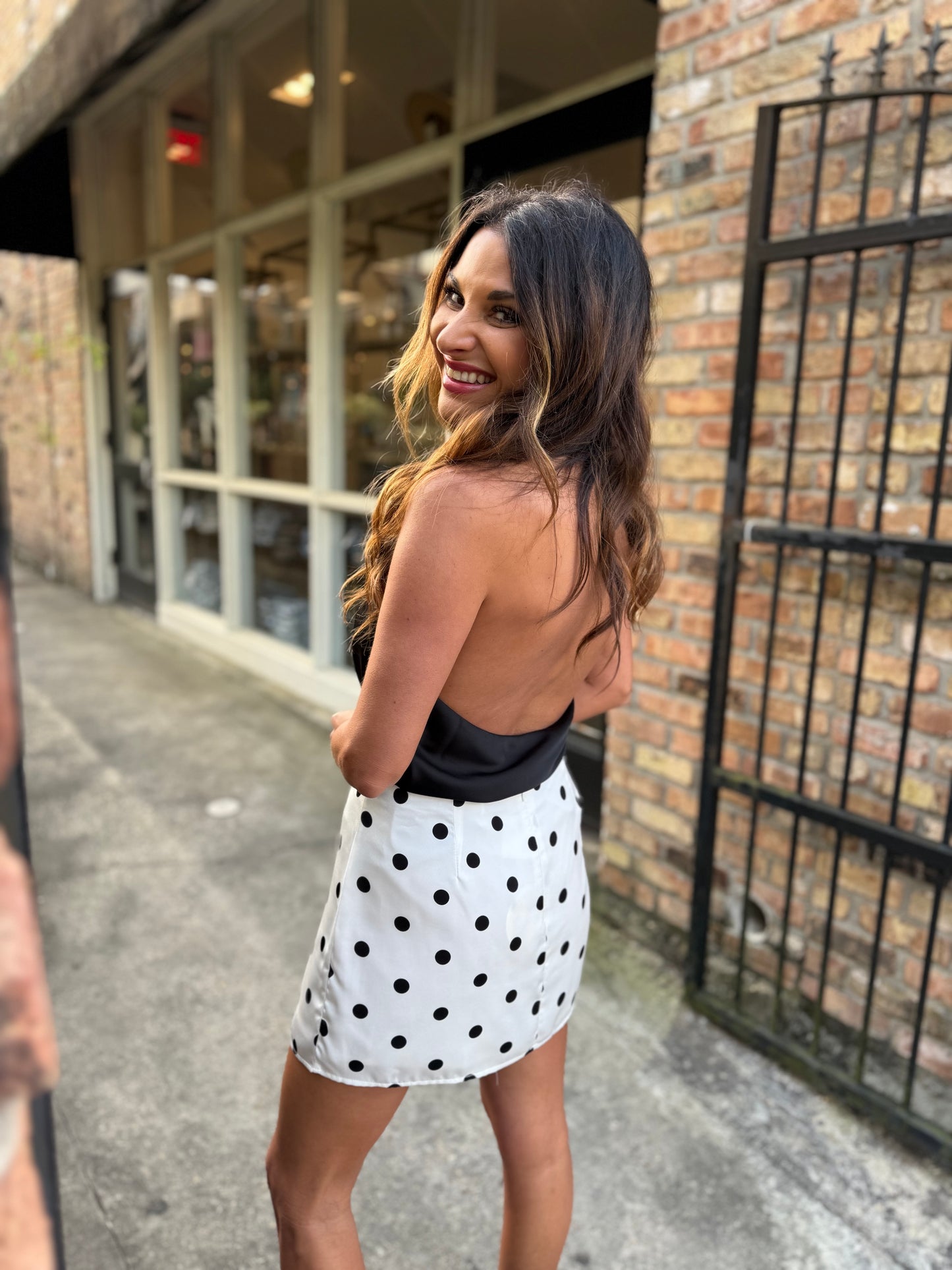 Polka Dot Mini Skort- Off White