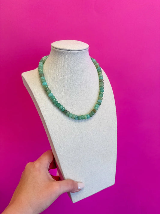 Small Bead Solid Necklace - Green/Blue