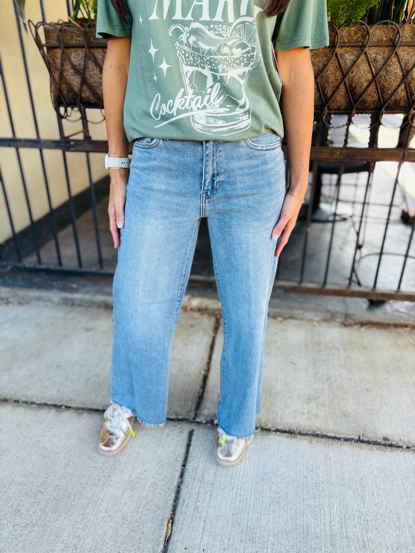 Blakely Slim Wide Leg Denim- Medium Denim