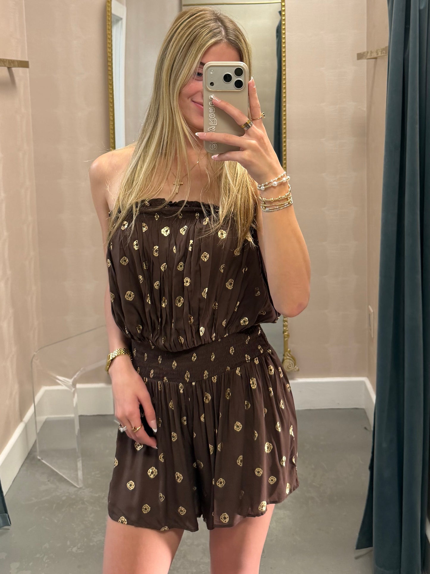 Berkley Strapless Romper- Brown