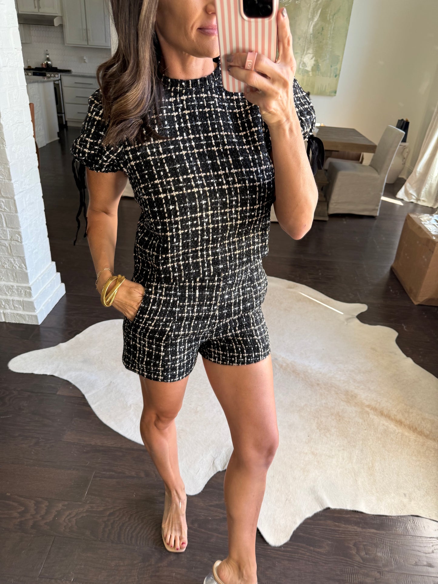 Cassandra Top- Black Tweed