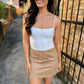Nia Faux Suede Skirt- Tan