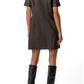Tatiana Faux Leather Dress- Chocolate