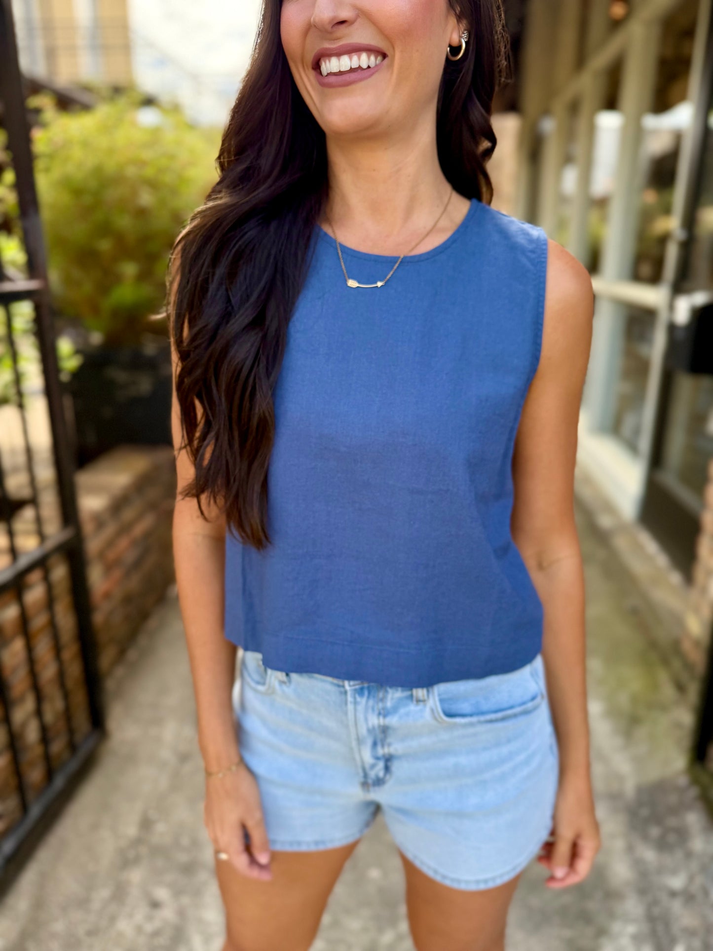 Z Supply Sloane Linen Tank- Vintage Indigo