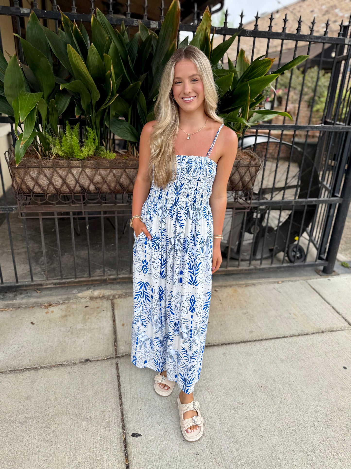 Z Supply Nadine Palm Maxi Dress- Nautical