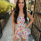 Kelly Garden Strapless Belted Romper