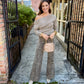Far Out High Rise Wide Leg- Cool Cat