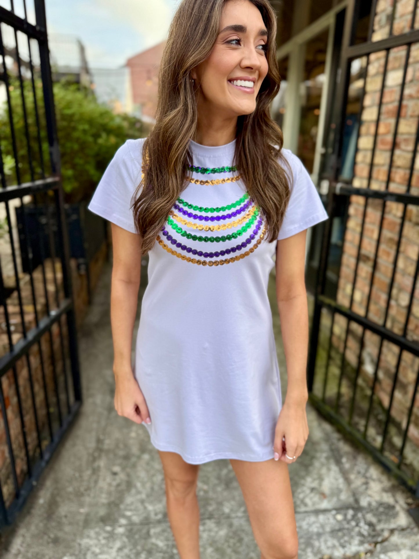 Mardi Gras Bead Dress- Lavender