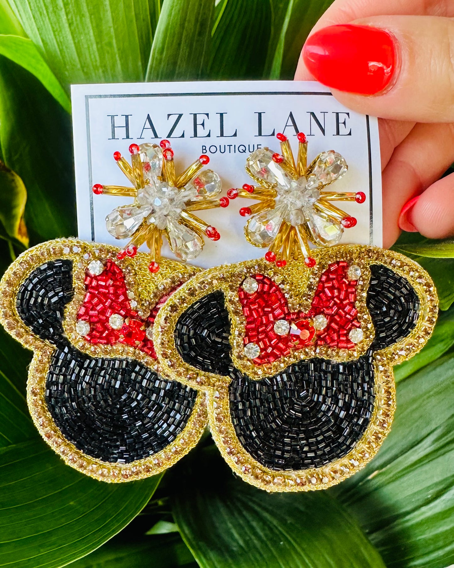 Minnie Mouse Earrings- Red