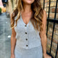 Beverly 2 PC Button Vest & Midi Skirt Knit Set- Gray