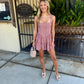Tina Striped Romper-  Brown/Pink