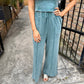 FP Mineral Washed 2 PC Pants Set- Dark Teal