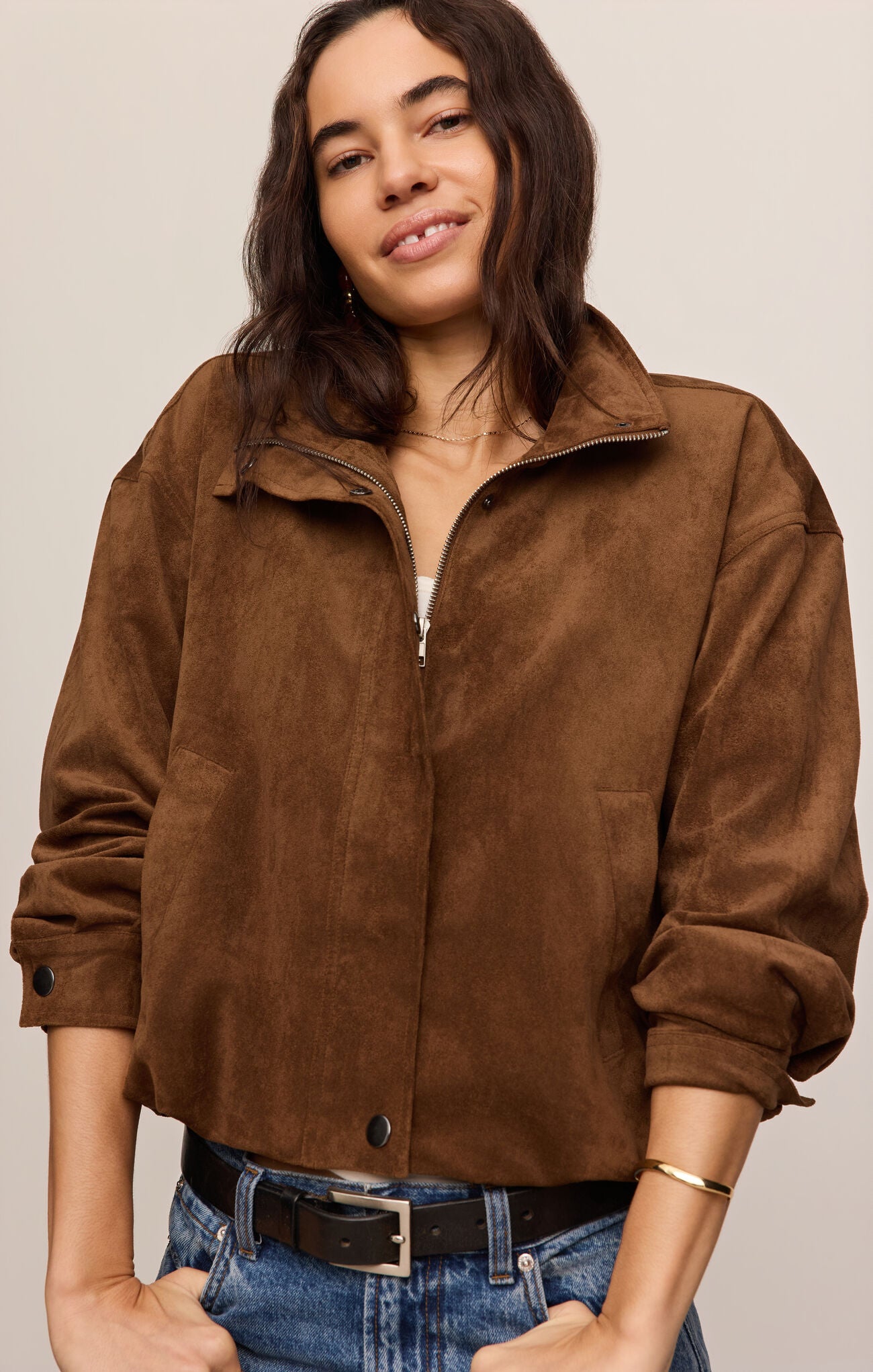 Z Supply Corin Bubble Hem Jacket- Saddle