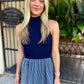 Hunter Maxi Mock Neck- Navy/White Stripe