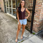 Erica Button Tank- Brown