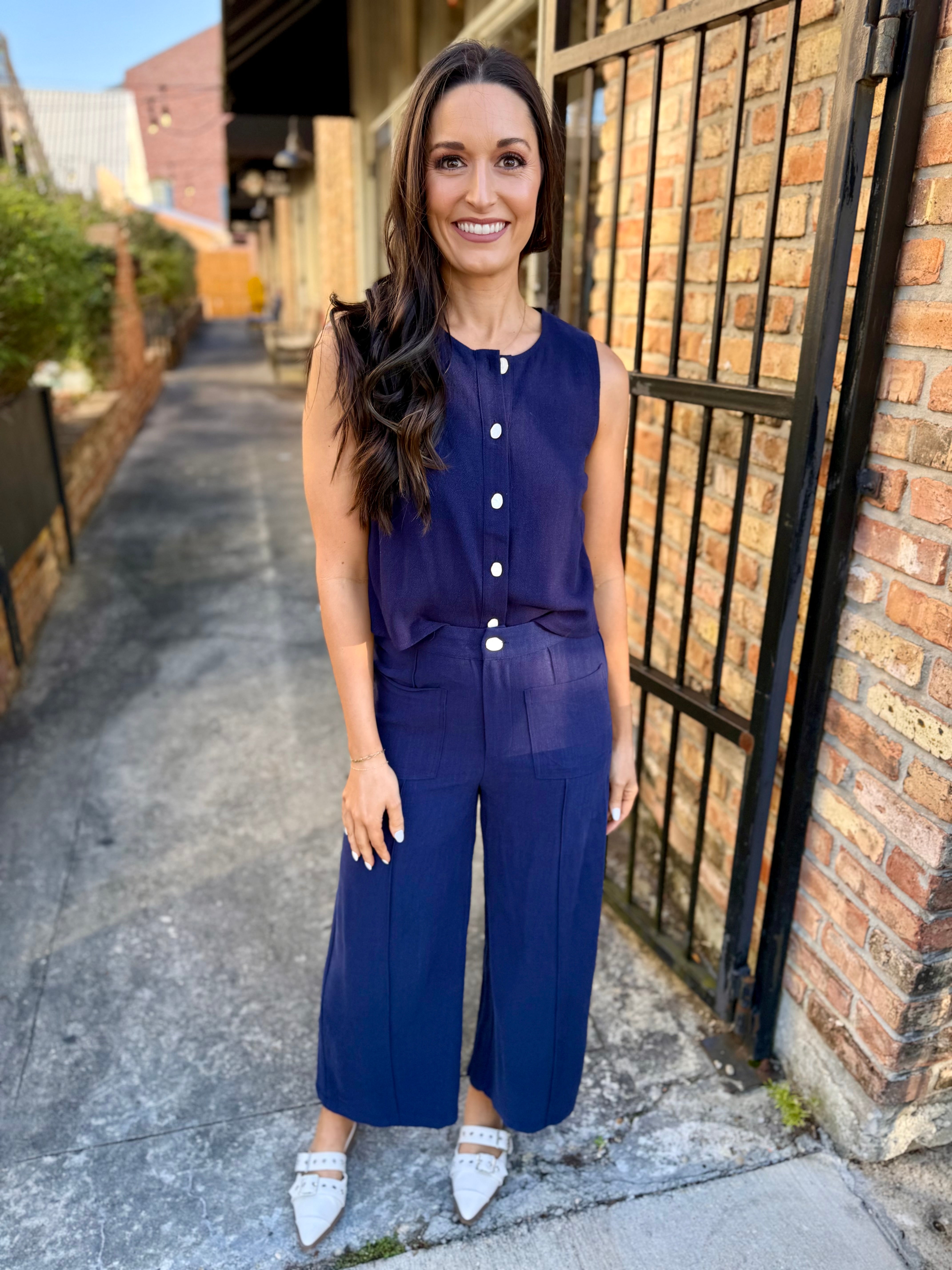 Front Pocket Linen Pants- Navy – Hazel Lane Boutique