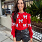 White Bow Sweatshirt- Red