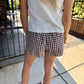 Plaid Pleated Shorts- Chocolate