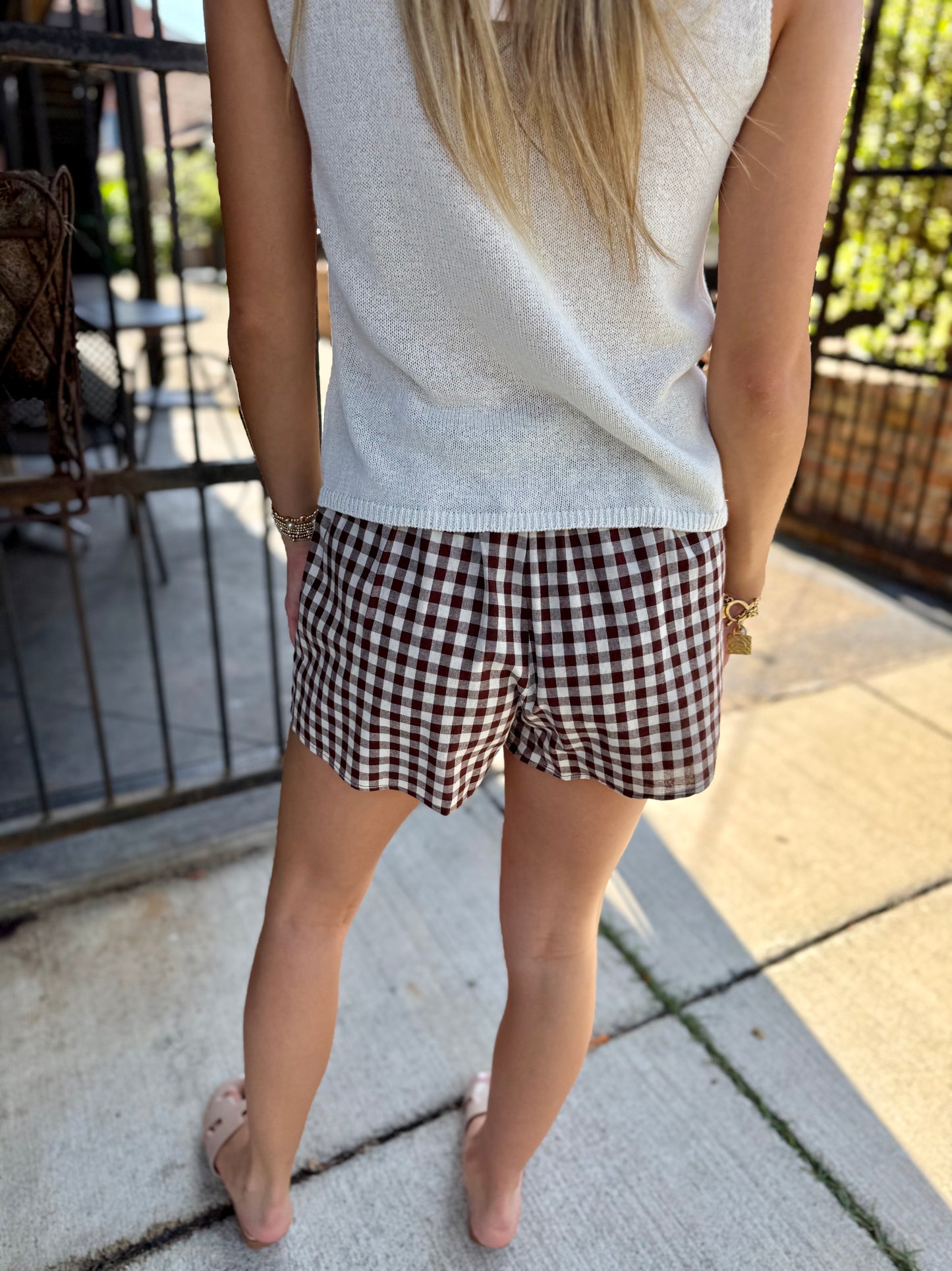 Plaid Pleated Shorts- Chocolate