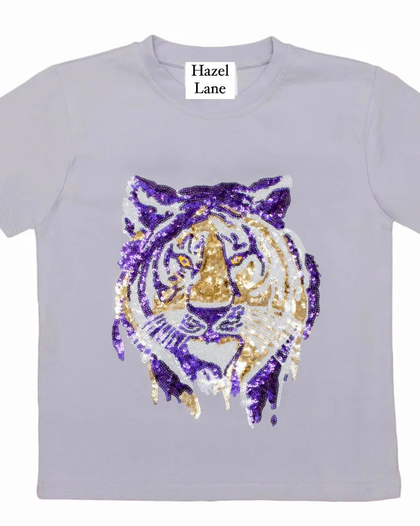 Tiger Face Tee- Lavender