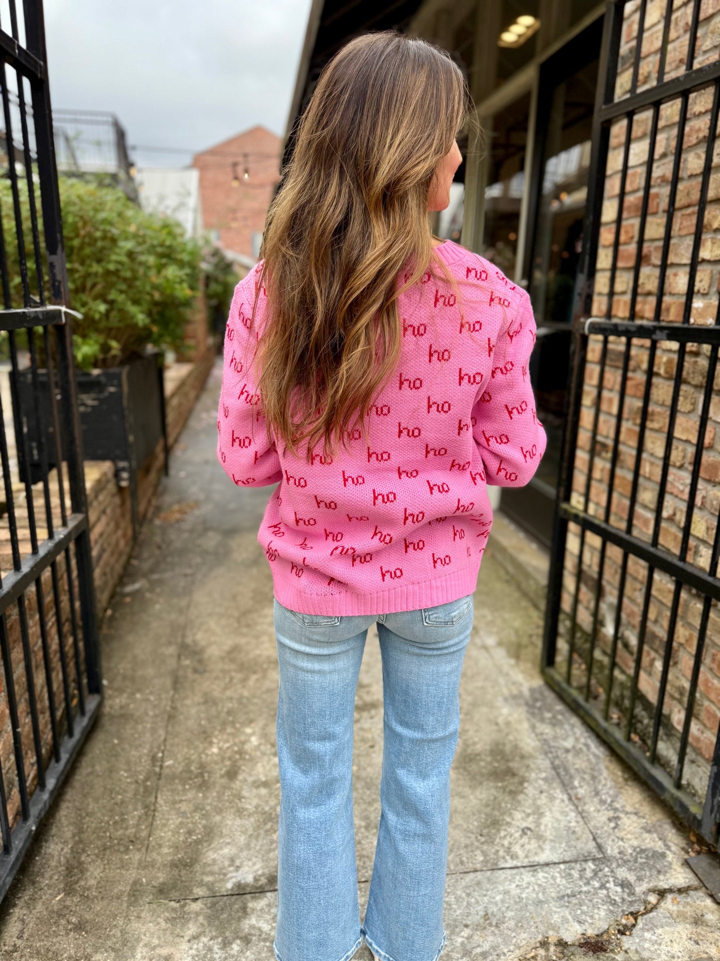 Ho Ho Ho Crown Sweater- Pink