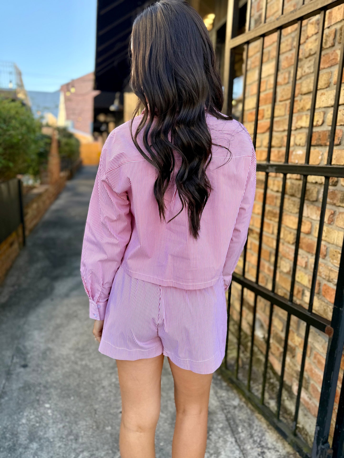 Mitch Stripe Shorts- Red