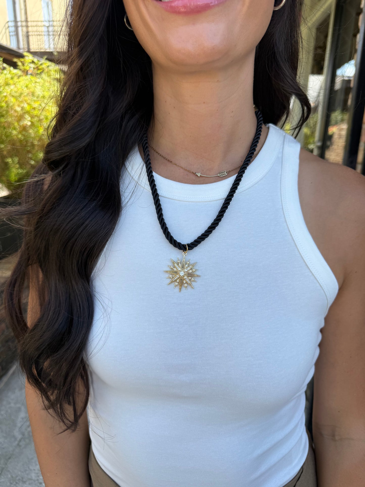 Cord Necklace- Black/Star