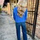 Asymmetrical Cable Sweater- Royal Blue
