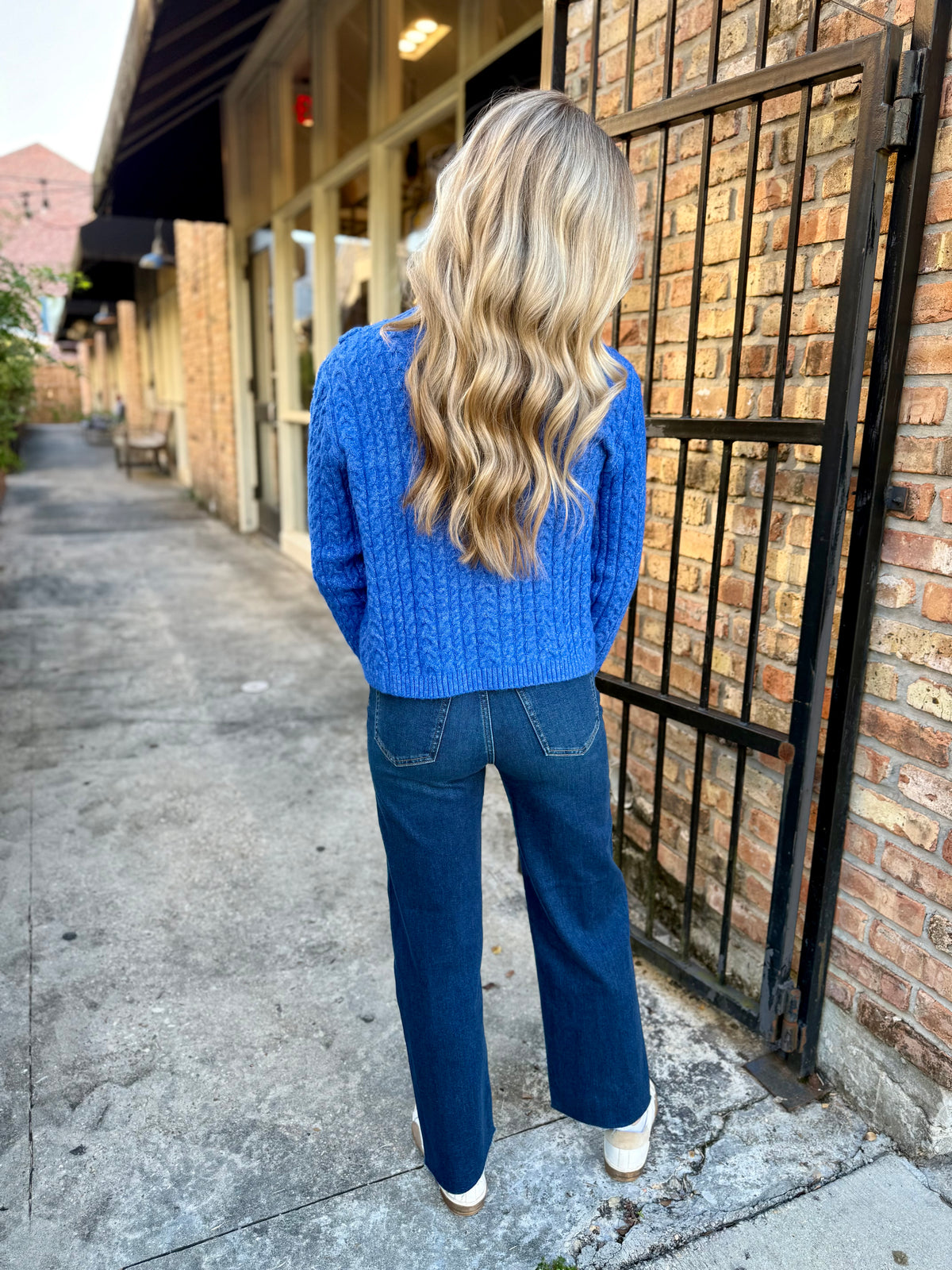 Asymmetrical Cable Sweater- Royal Blue