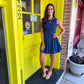 Beck Smocked Mini Dress- Navy