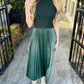 Pleated Contrast Maxi Dress- Astro Green