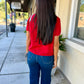Crystal Sweater Top- Chili