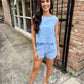 Kendal Embroidered Shorts- Blue