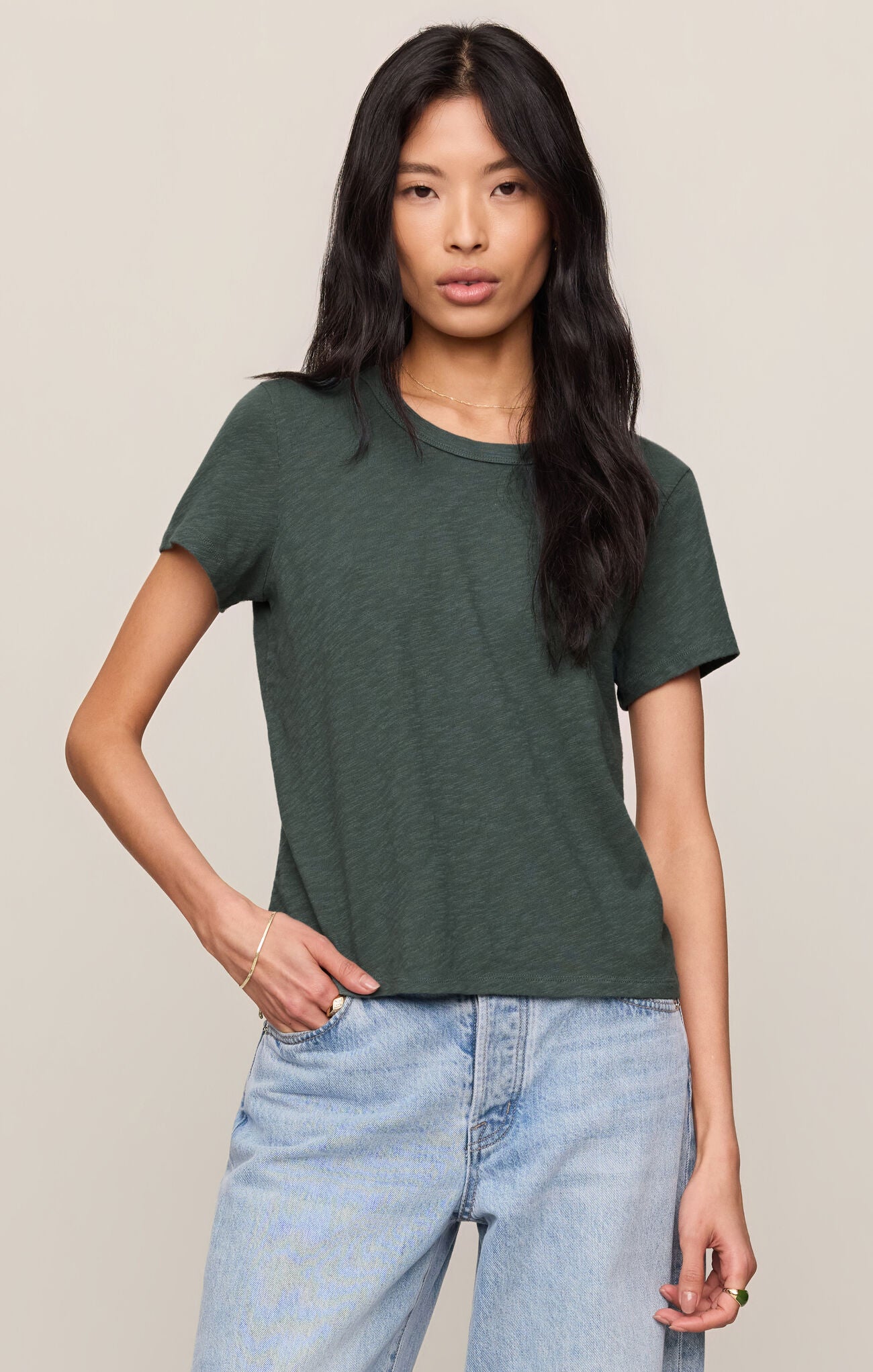 Z Supply Junie Slub Tee- Emerald Cove
