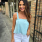 Doha Eyelet Flowy Tank- Blue